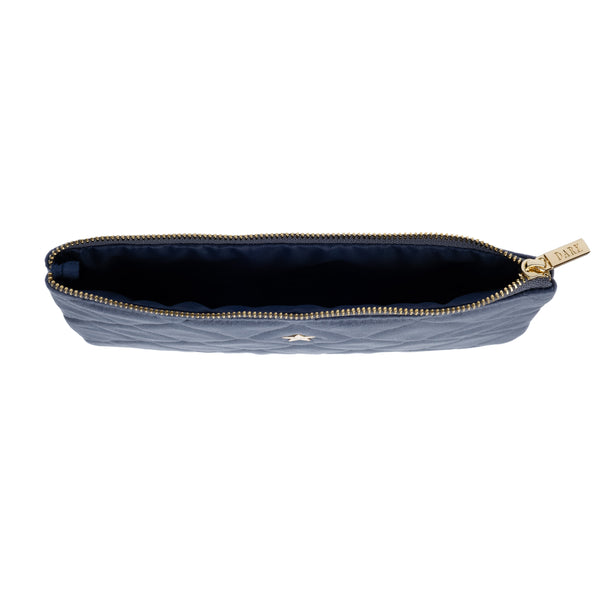 VELVET QUILTED SMALL POUCH GRISALLE BLUE