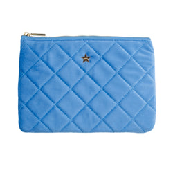 VELVET QUILTED SMALL POUCH IBIZA BLUE