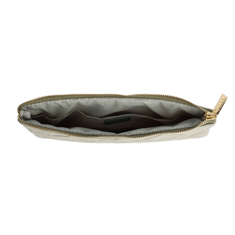 VELVET QUILTED SMALL POUCH MILIEU GREEN