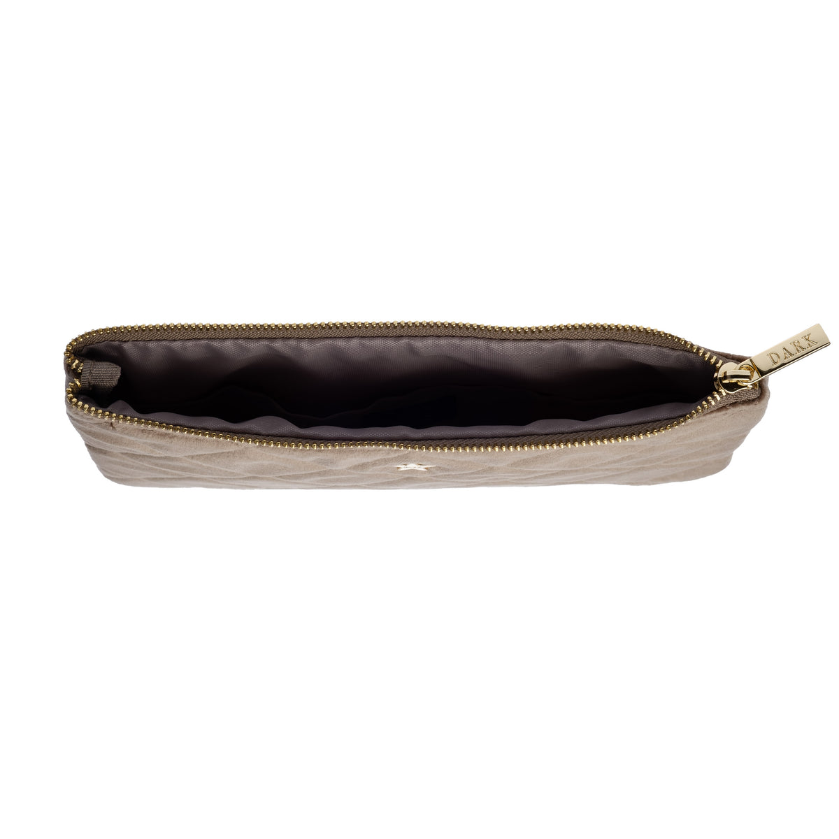 VELVET QUILTED SMALL POUCH WARM TAUPE