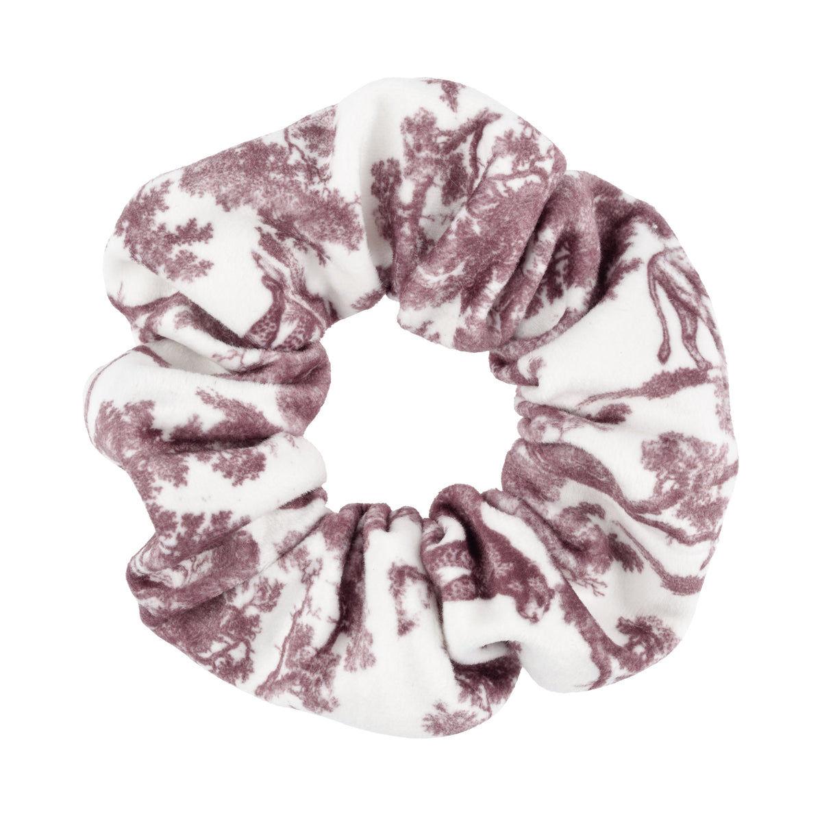 VELVET SCRUNCHIE BORDEAUX SAVANNAH PATTERN