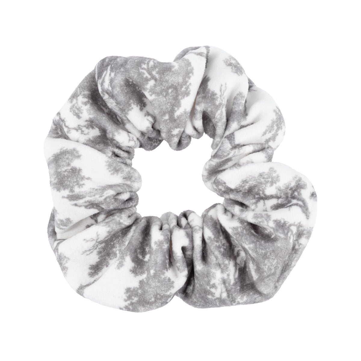 VELVET SCRUNCHIE GREY SAVANNAH PATTERN
