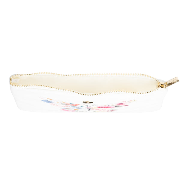 VELVET SMALL POUCH OFF WHITE W/ BUTTERFLY