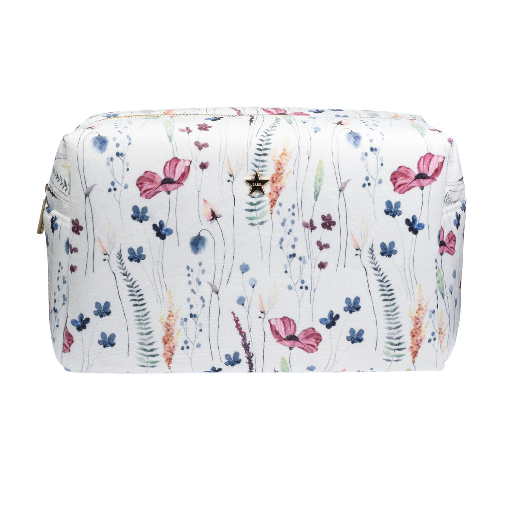 VELVET SQUARE MAKE-UP POUCH LARGE MULTICOLOR FLOWER PATTERN VELVET SQUARE MAKE-UP POUCH LARGE MULTICOLOR FLOWER PATTERN