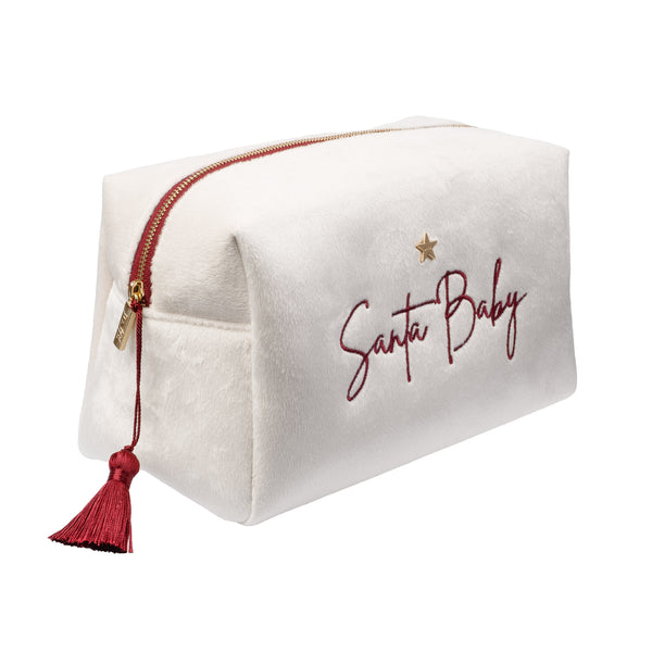 VELVET SQUARE MAKE-UP POUCH LARGE SANTA BABY