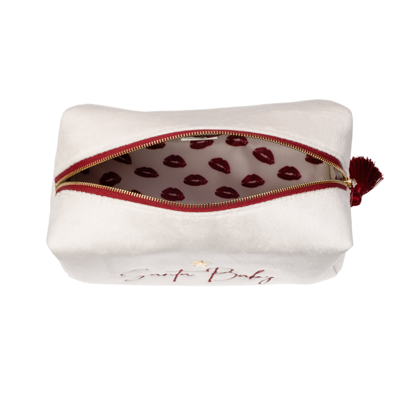 VELVET SQUARE MAKE-UP POUCH LARGE SANTA BABY
