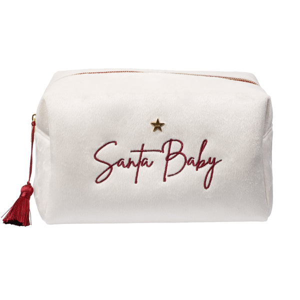 VELVET SQUARE MAKE-UP POUCH LARGE SANTA BABY