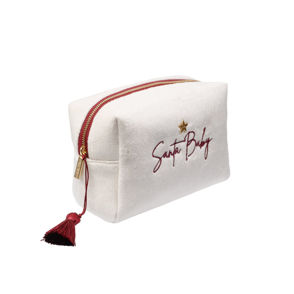 VELVET SQUARE MAKE-UP POUCH SMALL SANTA BABY