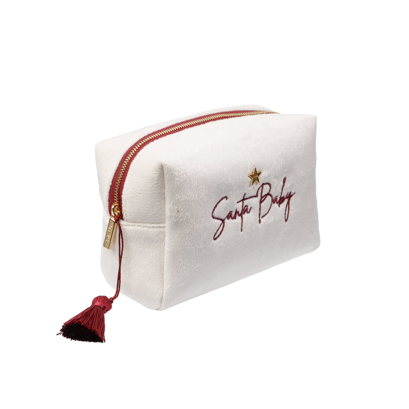 VELVET SQUARE MAKE-UP POUCH SMALL SANTA BABY