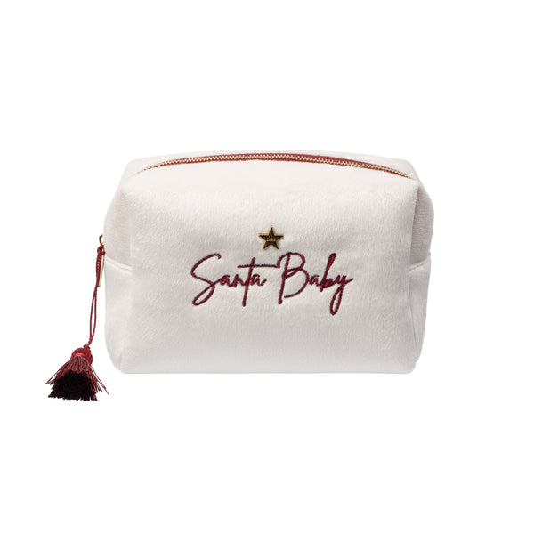 VELVET SQUARE MAKE-UP POUCH SMALL SANTA BABY