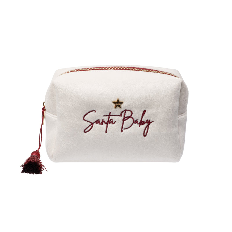 VELVET SQUARE MAKE-UP POUCH SMALL SANTA BABY