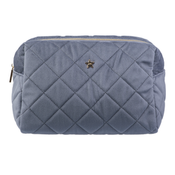 VELVET SQUARE QUILTED MAKE-UP POUCH LARGE GRISALLE BLUE