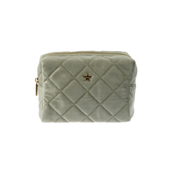 VELVET SQUARE QUILTED MAKE-UP POUCH SMALL MILIEU GREEN VELVET SQUARE QUILTED MAKE-UP POUCH SMALL MILIEU GREEN