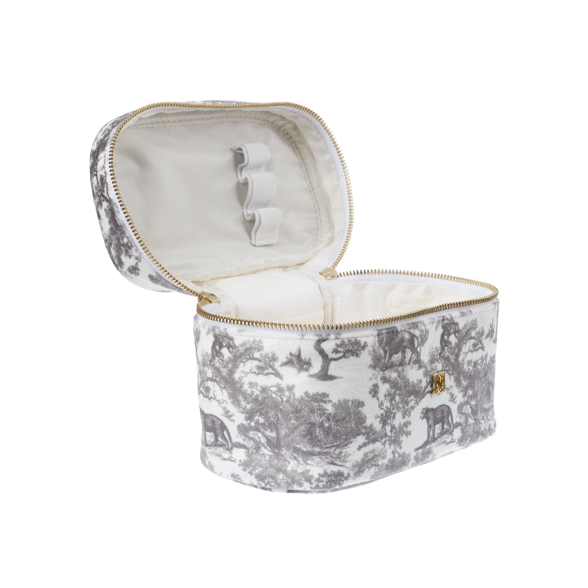 VELVET VANITY BAG SMALL GREY SAVANNAH PATTERN
