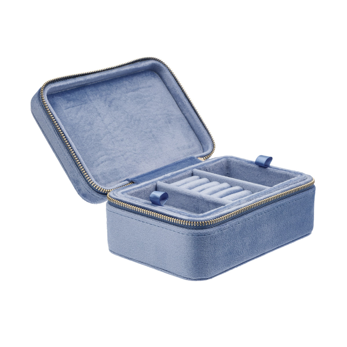 VELVET JEWELLERY BOX COUNTRY BLUE