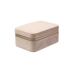 VELVET JEWELLERY BOX WARM TAUPE