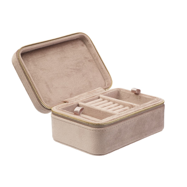 VELVET JEWELLERY BOX WARM TAUPE