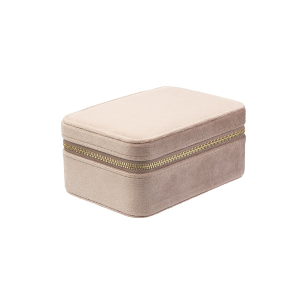 VELVET JEWELLERY BOX WARM TAUPE