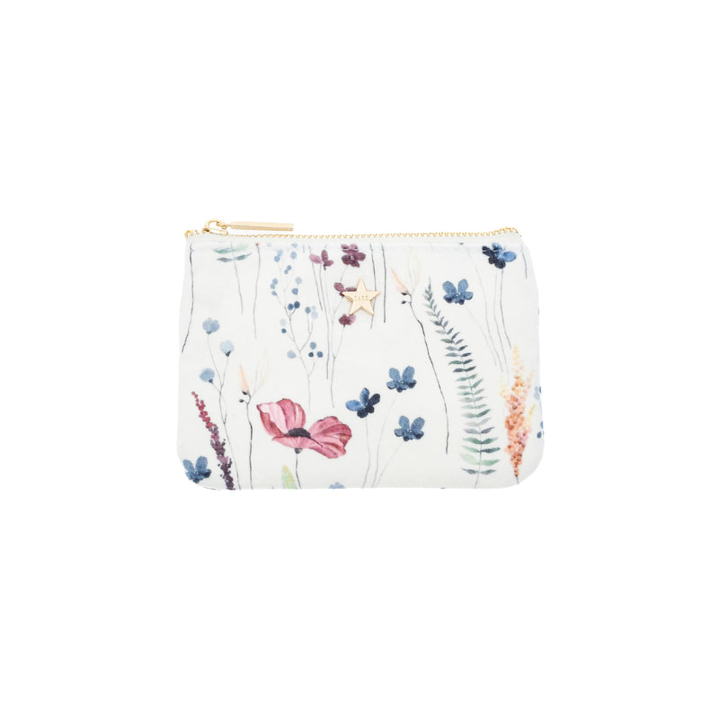 VELVET MINI POUCH MULTICOLOR FLOWER PATTERN VELVET MINI POUCH MULTICOLOR FLOWER PATTERN