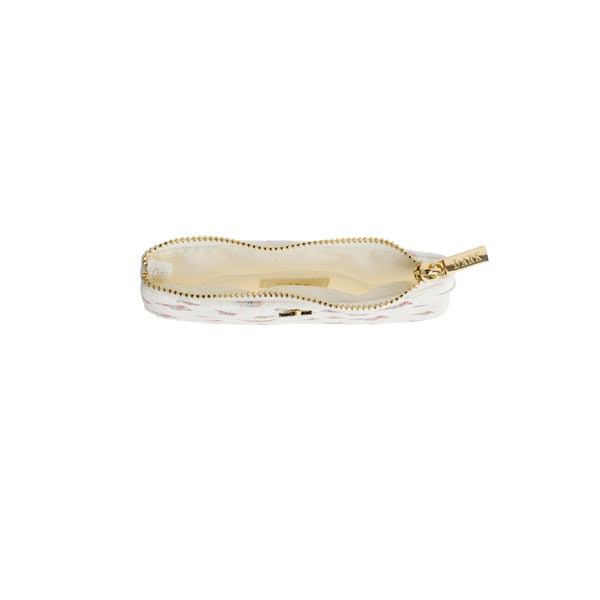 VELVET MINI POUCH OFF WHITE BUTTERFLY PATTERN