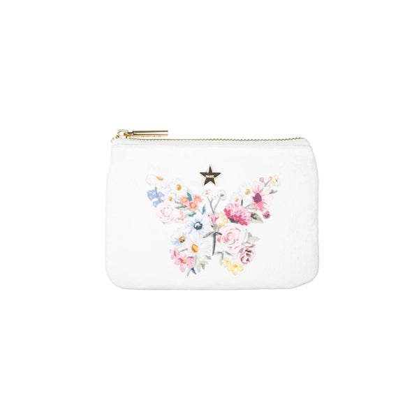 VELVET MINI POUCH OFF WHITE W/BUTTERFLY