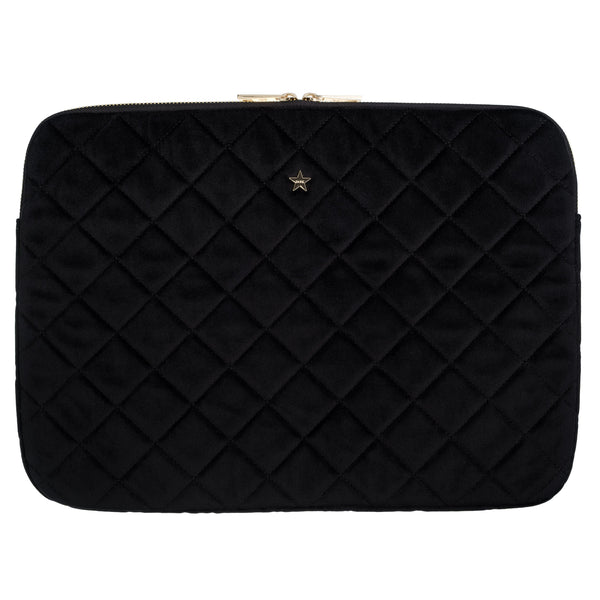 VELVET QUILTED MAC COVER BLACK