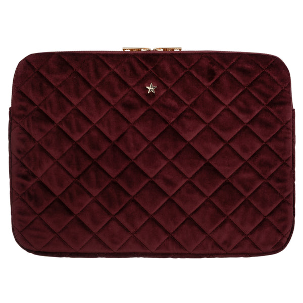 VELVET QUILTED MAC COVER MAROON