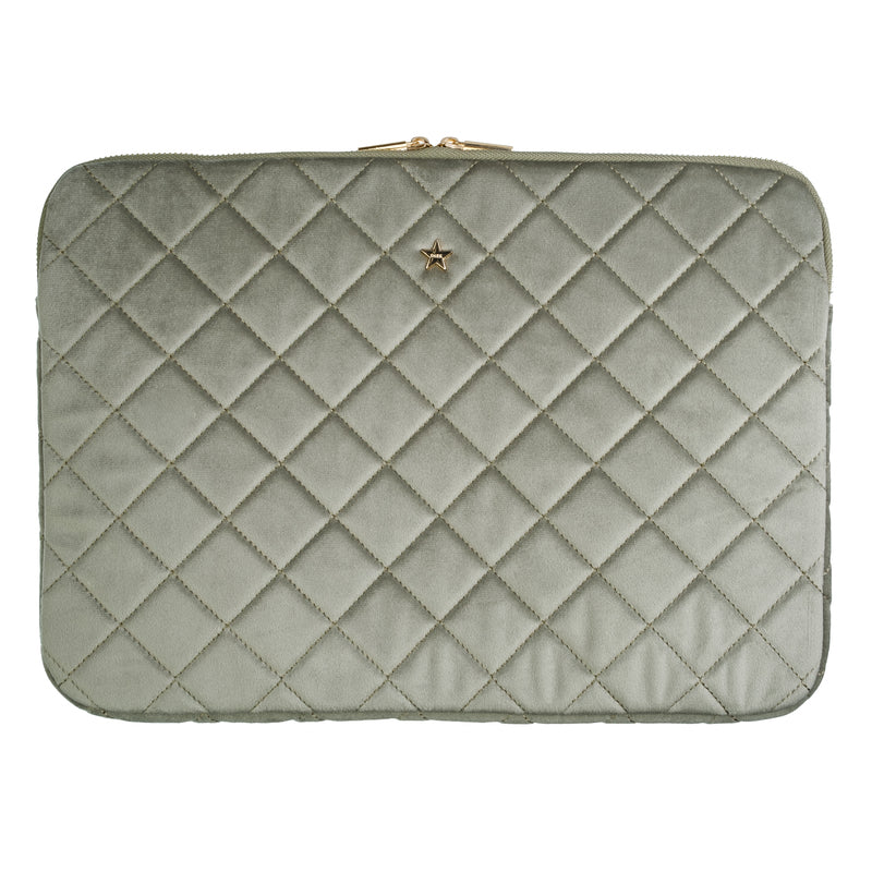 VELVET QUILTED MAC COVER MILIEU GREEN