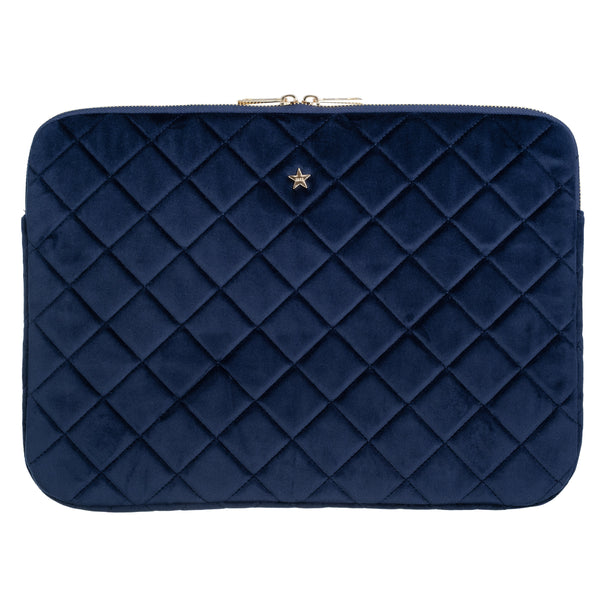 VELVET QUILTED MAC COVER NAVY BLUE