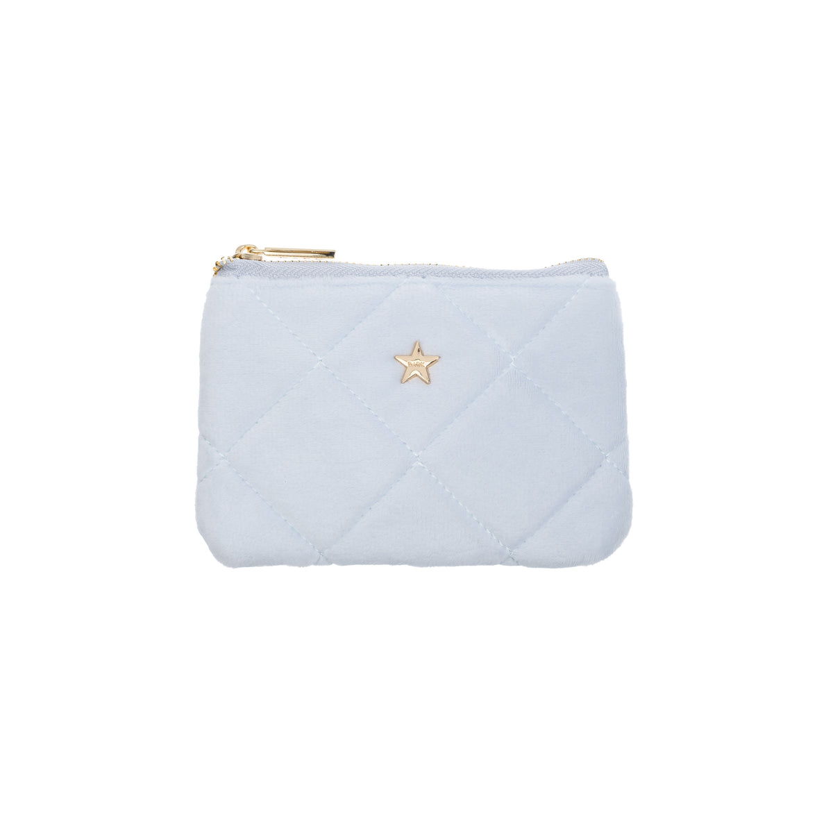 VELVET QUILTED MINI POUCH COOL BABY BLUE