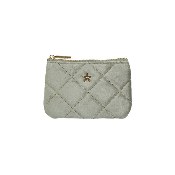 VELVET QUILTED MINI POUCH MILIEU GREEN