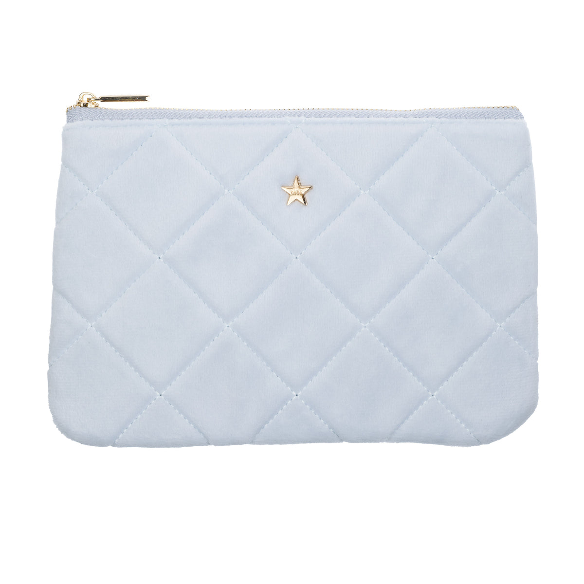 VELVET QUILTED SMALL POUCH COOL BABY BLUE