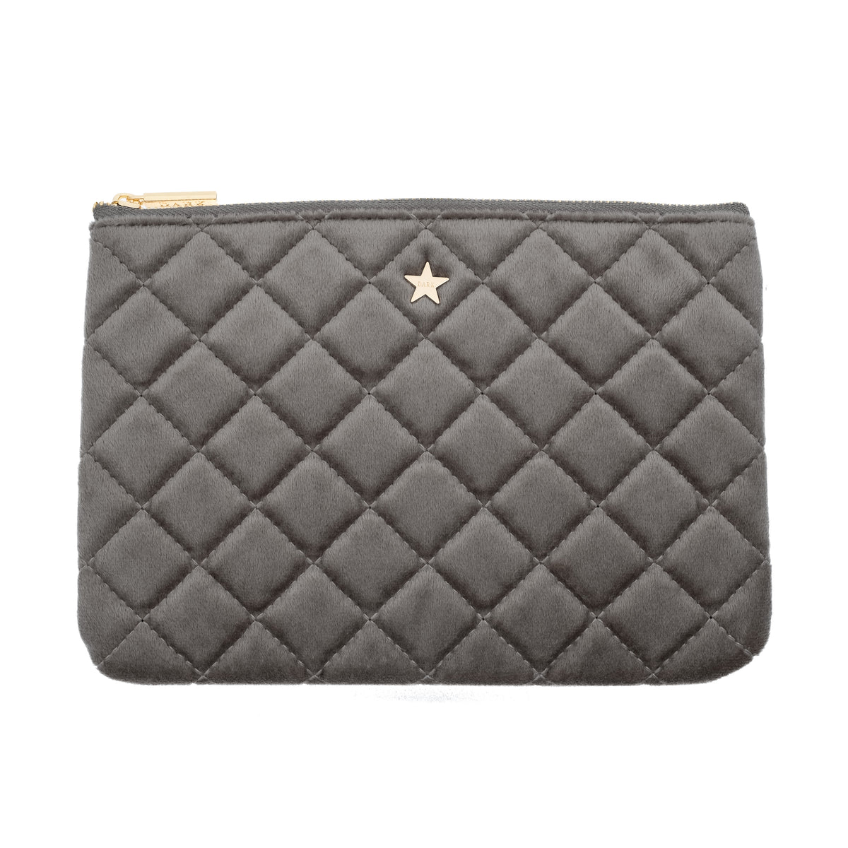 LEATHER QUILTED SMALL POUCH GREY LEATHER QUILTED SMALL POUCH GREY