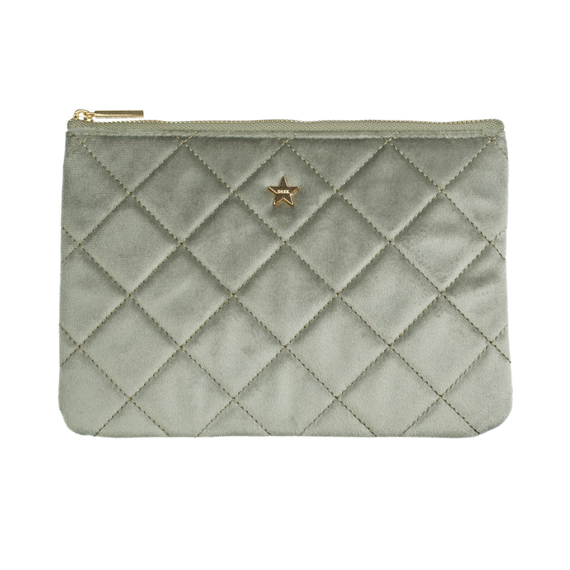 VELVET QUILTED SMALL POUCH MILIEU GREEN