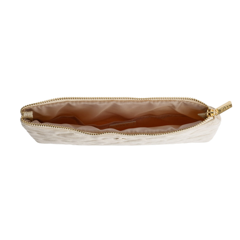 VELVET QUILTED SMALL POUCH SAND