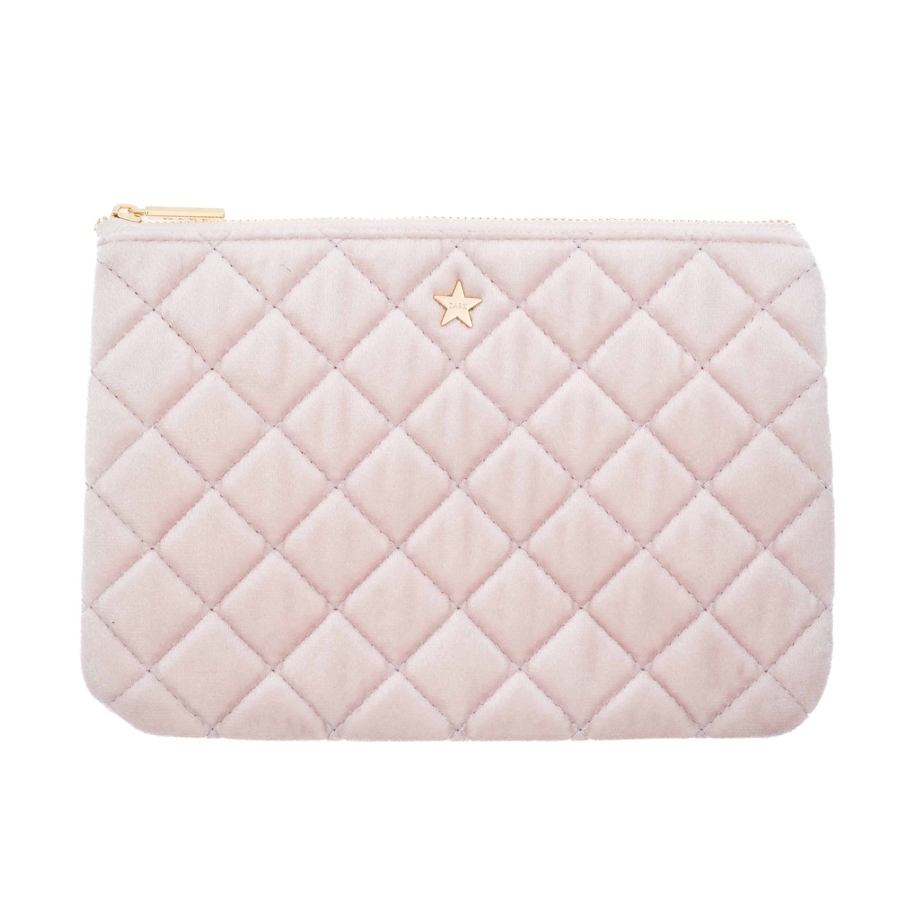 VELVET QUILTED SMALL POUCH SPARKLED PALE ROSE VELVET QUILTED SMALL POUCH SPARKLED PALE ROSE