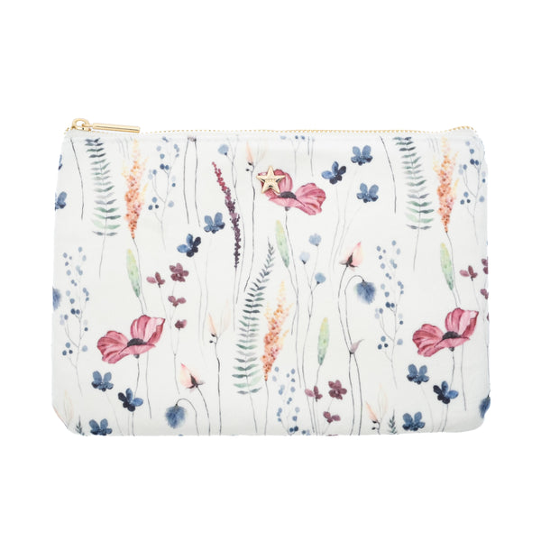 VELVET SMALL POUCH MULTICOLOR FLOWER PATTERN