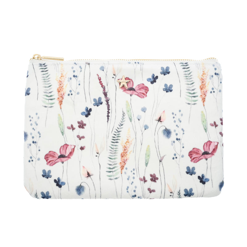 VELVET SMALL POUCH MULTICOLOR FLOWER PATTERN