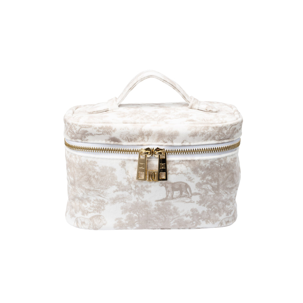 VELVET VANITY BAG SMALL SAND SAVANNAH PATTERN – DARK department