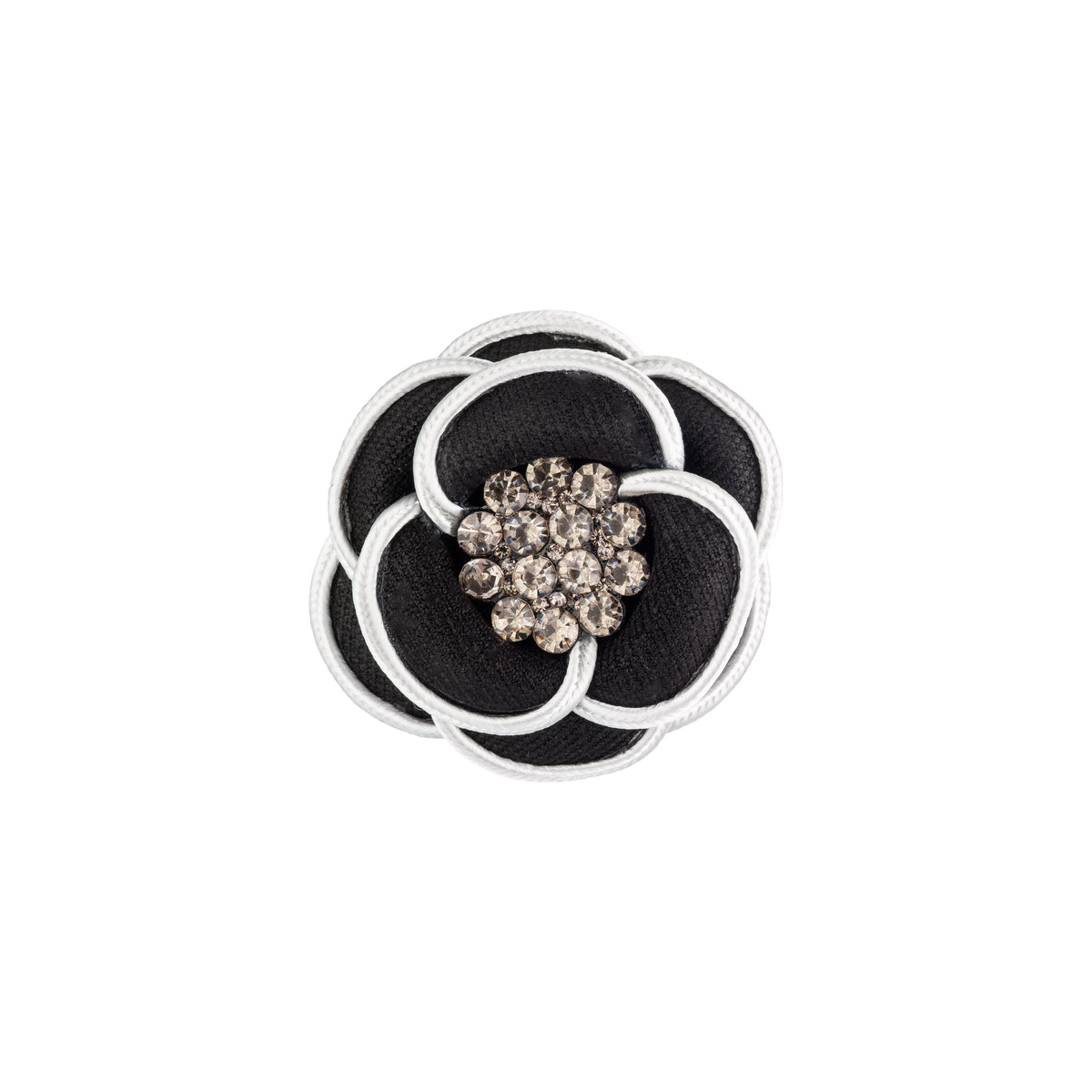 VINTAGE FLOWER BROOCH W/CRYSTAL BLACK