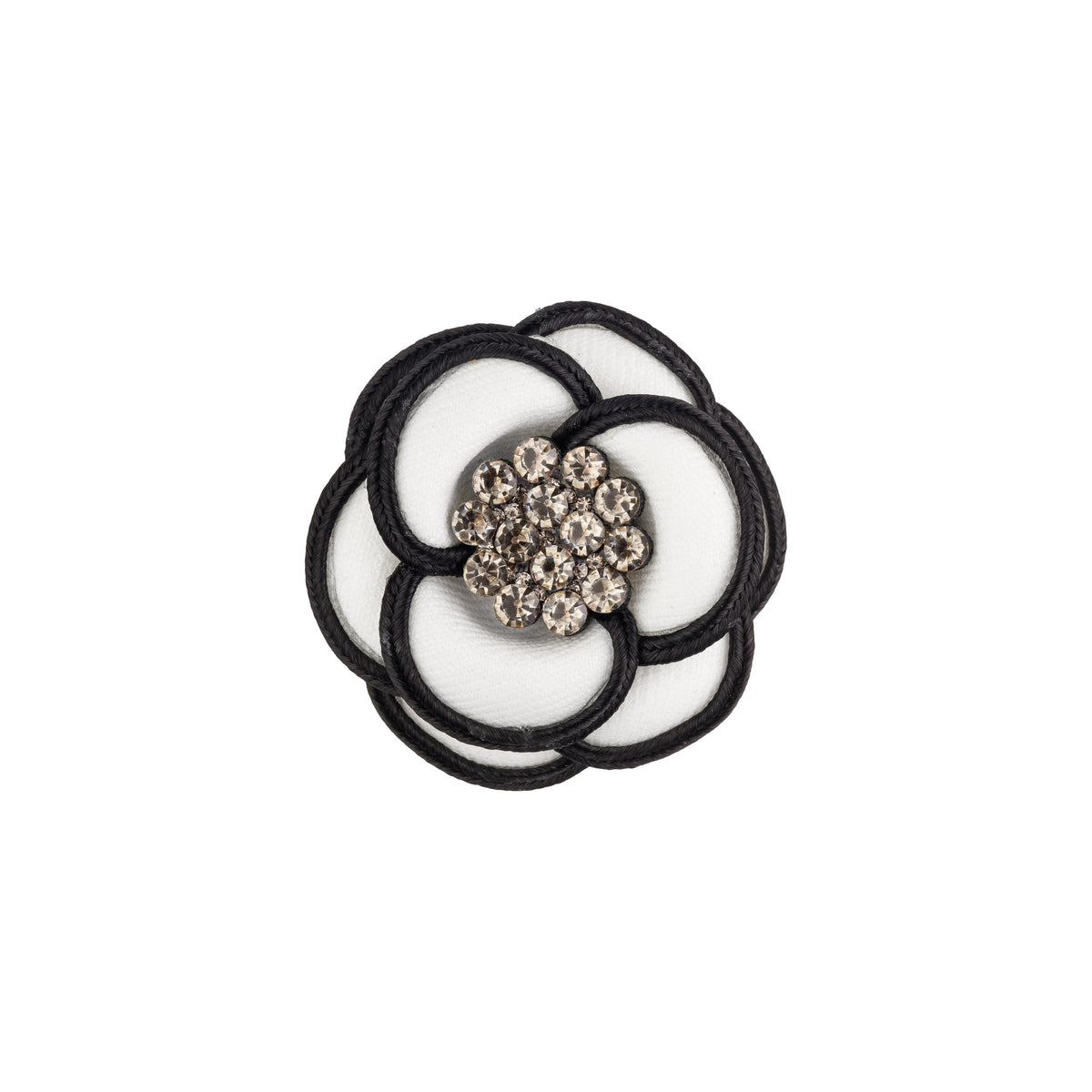VINTAGE FLOWER BROOCH W/CRYSTAL WHITE