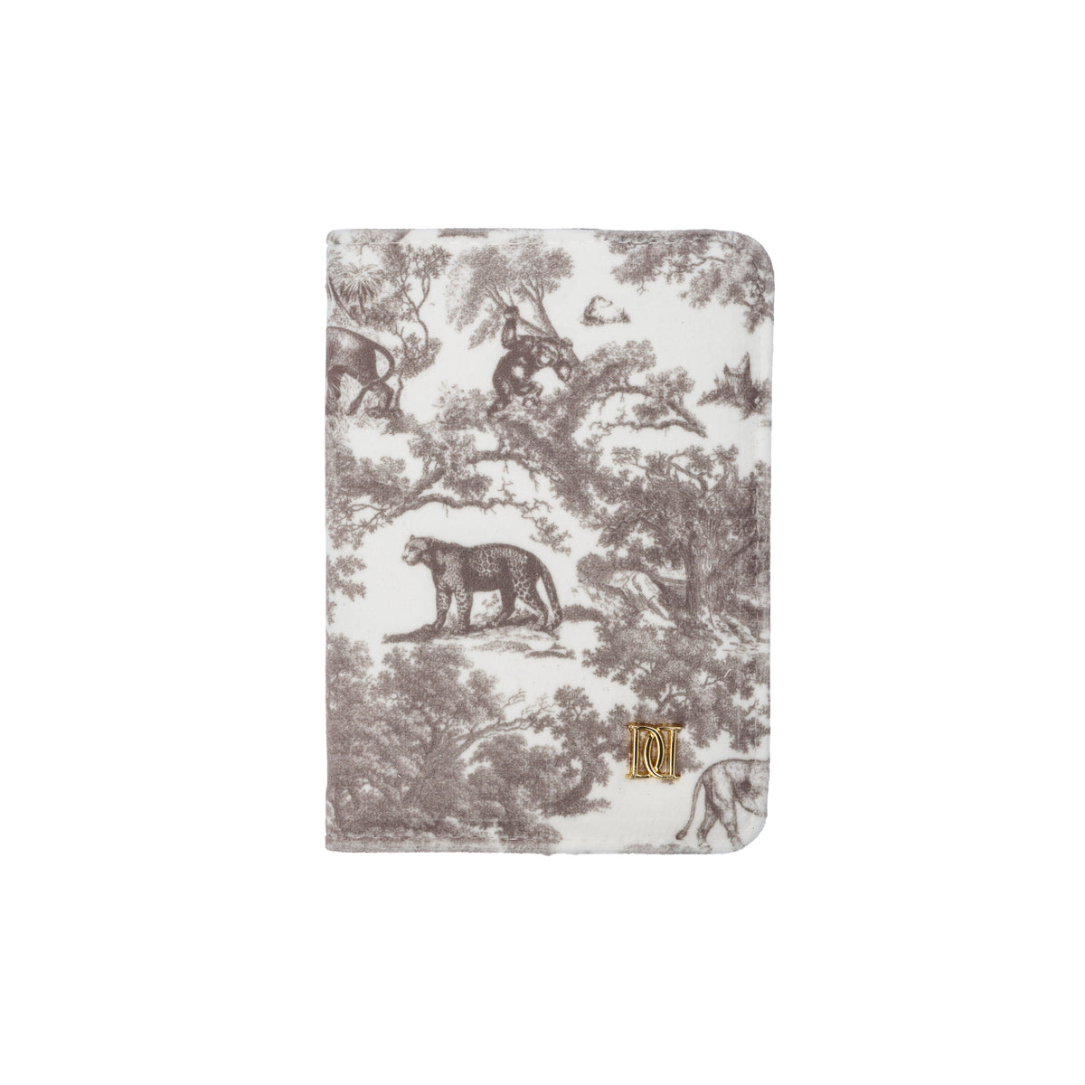 VELVET PASSPORT COVER WARM TAUPE SAVANNAH PATTERN