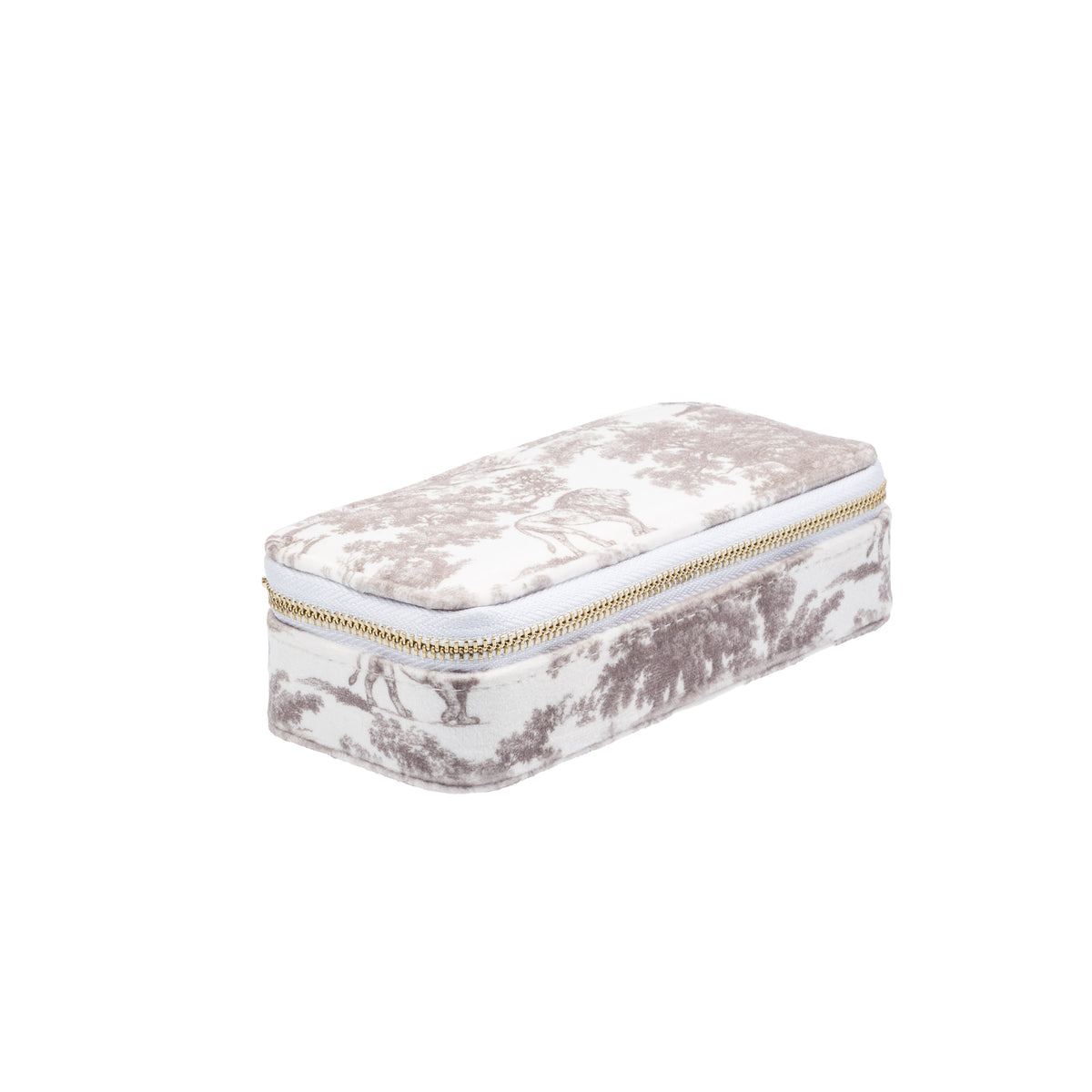 VELVET JEWELLERY BOX MINI WARM TAUPE SAVANNAH PATTERN