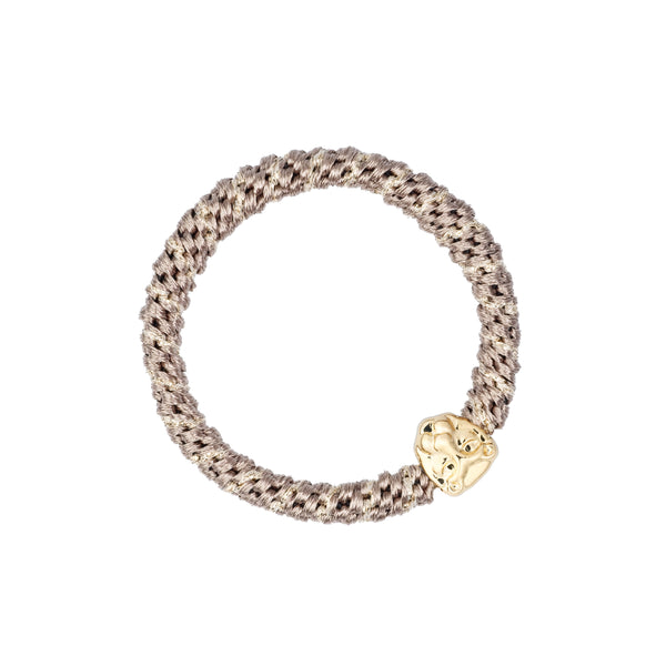 FAT HAIR TIE WARM TAUPE STRIPE W/LION