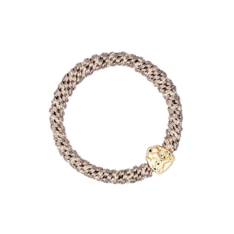FAT HAIR TIE WARM TAUPE STRIPE W/LION