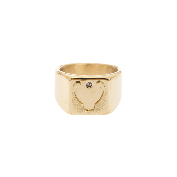 WING SQUARE SIGNET RING GOLD