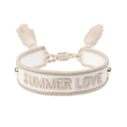 WOVEN FRIENDSHIP BRACELET THIN "Summer Love" White & Sand