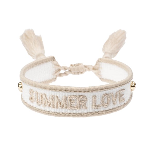 WOVEN FRIENDSHIP BRACELET THIN "Summer Love" White & Sand