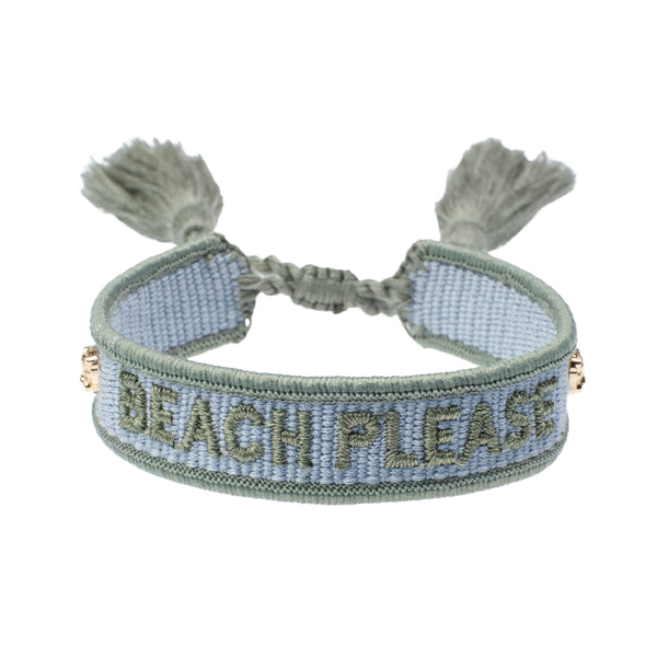 WOVEN FRIENDSHIP BRACELET THIN "Beach Please" Cool Blue & Milieu Green