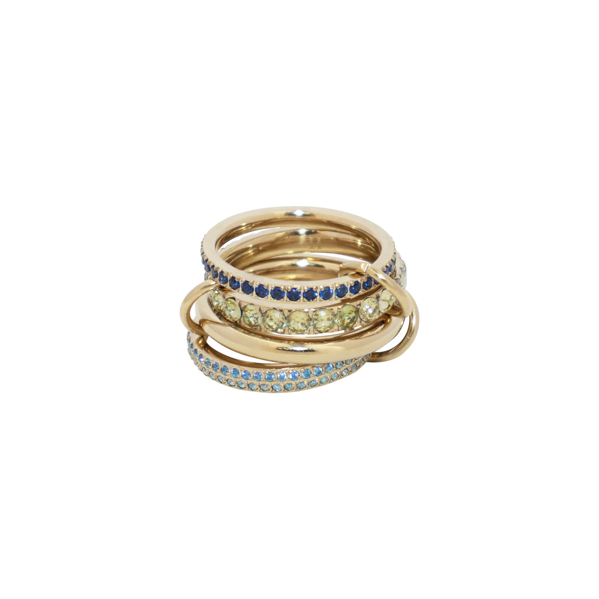 CRYSTAL STACK RING BLUE & GREEN MIX